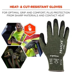 Ergodyne ProFlex 7042 Nitrile Coated Cut-Resistant Gloves, ANSI A4, Heat Resistant, Green, Medium, 12 Pair (10333)