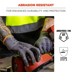 Ergodyne ProFlex 7000 Nitrile Coated Gloves, Microfoam Palm, ANSI Level 5 Abrasion Resistance, Gray, Small, 1 Pair (10372)