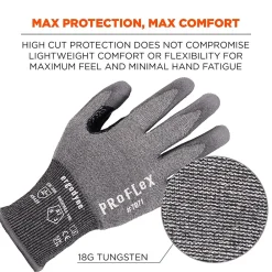 Ergodyne ProFlex 7071 PU Coated Cut-Resistant Gloves, ANSI A7, Gray, XXL, 1 Pair (18076)