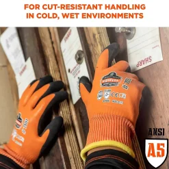 Ergodyne ProFlex 7551 Waterproof Cut-Resistant Winter Work Gloves, ANSI A5, Orange, Medium, 1 Pair (17673)