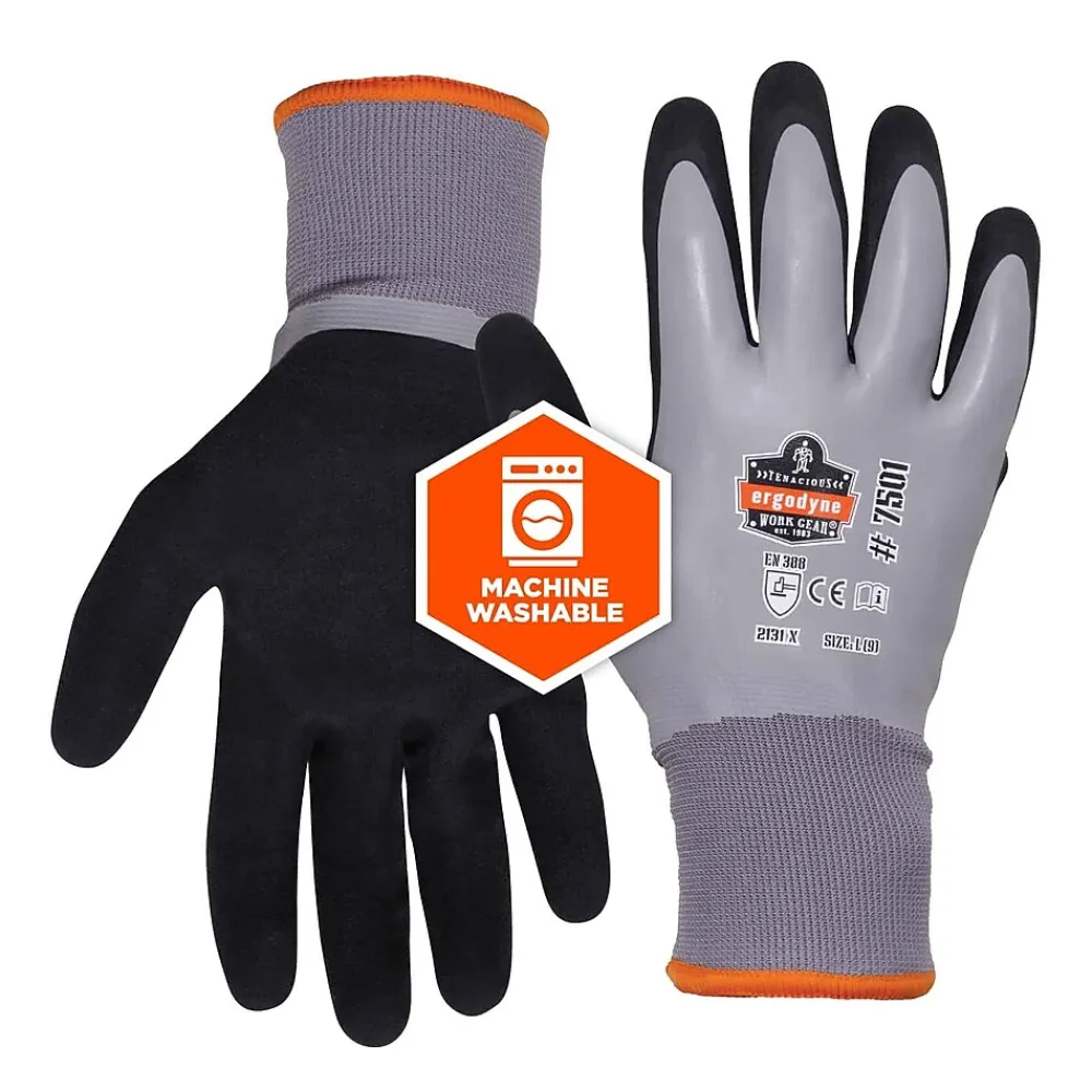 Ergodyne ProFlex 7501 Waterproof Winter Work Gloves, Gray, XXL, 144 Pairs (17936)