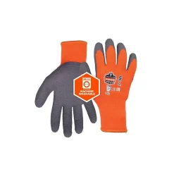 Ergodyne ProFlex 7401 Winter Work Gloves, Fleece Lined, Latex Coated Palm, 13 Gauge, A5 Cut Level, Orange, XL, 12/Pack