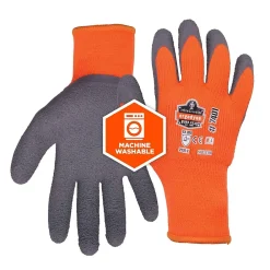 Ergodyne ProFlex 7401 Winter Work Gloves, Fleece Lined, Latex Coated Palm, Orange, Large, 144 Pairs (17894)