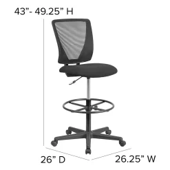 Office Chairs*Flash Furniture Ergonomic Mid-Back Mesh Drafting Chair with Black Fabric Seat and Adjustable Foot Ring [GO-2100-GG]