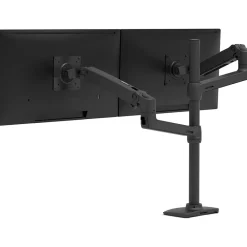 Hot Ergotron LX Adjustable Dual Stacking Arm Tall Pole Desk Mount, 40" Screen Support, Matte Black (45509224)