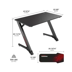 Computer Desks*Eureka Ergonomic 43"W Computer Gaming Desk, Black (GD0038-BK)