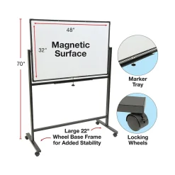 Dry Erase*Excello Global Products Double Sided Magnetic Steel Mobile Dry-Erase Whiteboard, Aluminum Frame, 4' x 3' (EGP-HD-0066-BK)