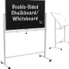 Dry Erase*Global Printed Products Excello Global Products Double Sided Magnetic Mobile Whiteboard Chalkboard Combo, White Frame, 48" x 32"