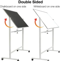 Dry Erase*Global Printed Products Excello Global Products Double Sided Magnetic Mobile Whiteboard Chalkboard Combo, White Frame, 48" x 32"