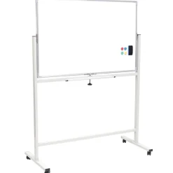 Bulletin*Global Printed Products Excello Global Products Double Sided Magnetic Mobile Whiteboard Corkboard Combo, White Frame, 48