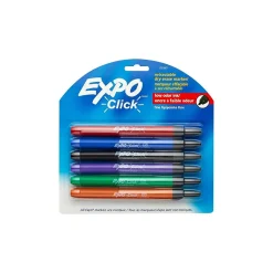 Markers|Expo Click Dry Erase Markers, Fine Tip, Assorted, 6/Pack (1751667)