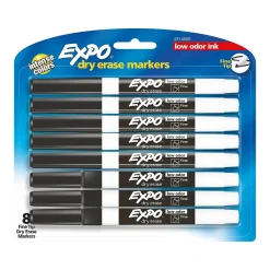 Markers|Expo Dry Erase Marker, Fine Tip, Black Ink, 8/Pack (2114555)