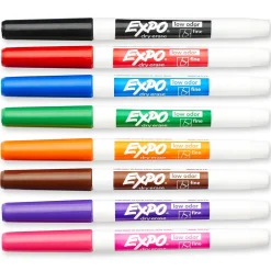 Markers|Expo Dry Erase Marker, Fine Tip, Assorted, 8/Pack (86601)