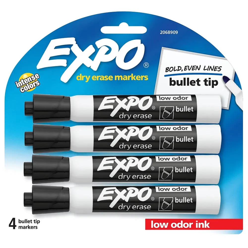 Markers|Expo Dry Erase Markers, Bullet Tip, , 4/Pack (2081801) Black