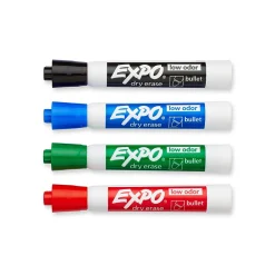 Markers|Expo Dry Erase Markers, Bullet Point, Assorted, 4/Pack (82074)