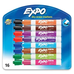 Markers|Expo Dry Erase Markers, Chisel Tip, Assorted, 16/Pack (81045) Assorted Colors