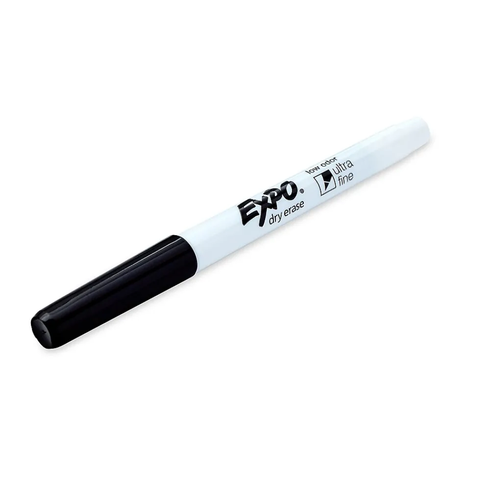 Markers|Expo Dry Erase Markers, Ultra Fine Tip, Black, 12/Pack (1871131)
