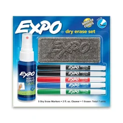 Markers|Expo Dry Erase Starter Set, Fine Tip, Assorted, 5/Pack (80675)