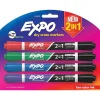Markers|Expo 2-in-1 Dry Erase Markers, Chisel Tip, Assorted, 4/Pk (1944655)