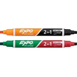 Markers|Expo 2-in-1 Dry Erase Markers, Chisel Tip, Assorted, 2/Pack (1944654)