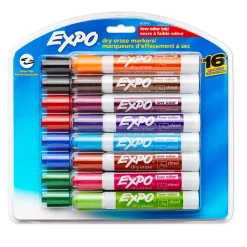 Markers|Expo Low Oder Dry Erase Markers, Chisel Tip, Assorted Inks, 16/Pack (81045)
