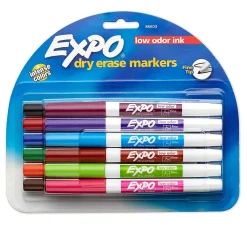 Markers|Expo Low Oder Dry Erase Markers, Fine Tip, Assorted Inks, 12/Pack (SAN86603)