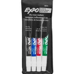 Markers|Expo ® Low Odor Dry Erase Markers, Fine Tip, Assorted Colors, 4 Per Set, 3 Sets (SAN86074-3)