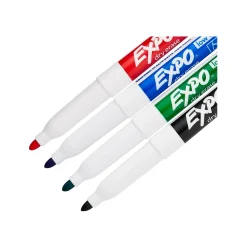 Markers|Expo Low Odor Dry Erase Markers, Fine Tip, Assorted, 4/Pack (86674) Assorted Colors