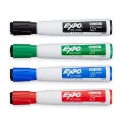 Markers|Expo Magnetic Dry Erase Markers, Chisel Tip, Assorted, 4/Pack (1944728)