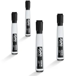 Markers|Expo Magnetic Dry Erase Markers, Chisel Tip, Black, 4/Pack (1944729)