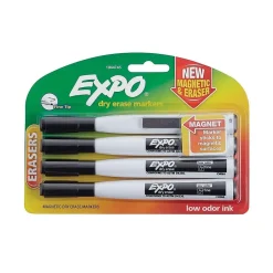Markers|Expo Magnetic Dry Erase Markers, Fine Tip, , 4/Pack (1944745) Black
