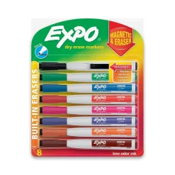 Markers|Expo Magnetic Tank Dry Erase Marker, Fine Tip, Assorted, 8/Pack (1944748)