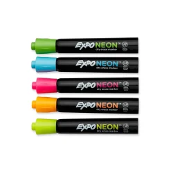 Markers|Expo Neon Window Dry Erase Markers, Bullet Tip, Assorted, 5/Pack (1752226)