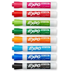 Markers|Expo Tank Dry Erase Markers, Chisel Tip, Assorted Inks, 8/Pack (1743032)