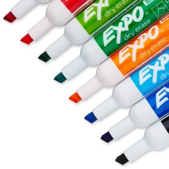 Markers|Expo Tank Dry Erase Markers, Chisel Tip, Assorted Inks, 8/Pack (1743032)