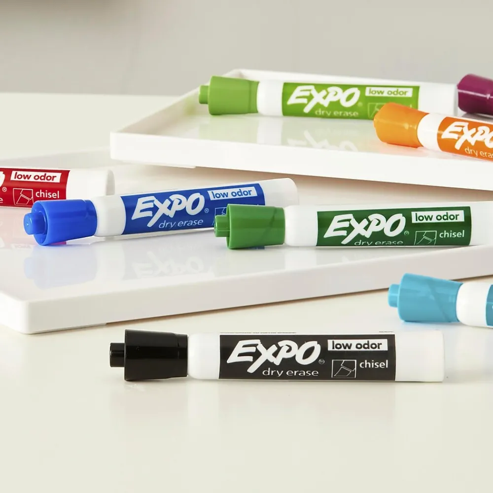 Markers|Expo Tank Dry Erase Marker, Chisel Tip, Assorted, 4/Pack (80174)