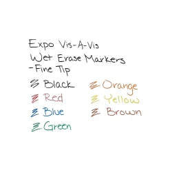 Markers|Expo Vis-a-Vis Wet Erase Markers, Fine Point, Assorted, 8/Pack (16078)
