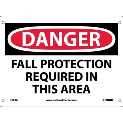 National Marker Fall Protection Required In This Area, 7X10, .040 Aluminum, Danger Sign