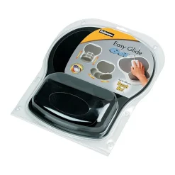 Discount Fellowes Easy Glide Gel Mouse Pad/Wrist Rest Combo, Non-Skid Base, Black (93730)