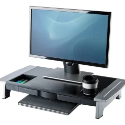 Fellowes Office Suites Premium Monitor Riser, Monitors up to 80 lbs.,Black/Silver (8031001)