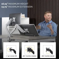 Sale Fellowes Platinum Series Adjustable Dual Arms, Up to 32