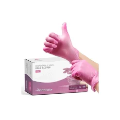 Powder Free Vinyl Exam Gloves, Latex Free, Small, Pink, 100/Box (FMN100041)<FifthPulse Online
