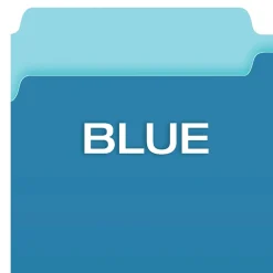 File Folders|Pendaflex File Folders, Recycled, 2-Tone , Legal Size, Top Tab, 1/3 Cut, 100/Box Blue