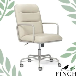 Office Chairs*Finch Franklin Bonded Leather Computer and Desk Chair, Ivory White (CHR10060C)