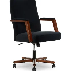 Office Chairs*Finch NEO ONE Ergonomic Velvet Fabric/Wood Swivel Executive Chair, Black (52304-BLK)