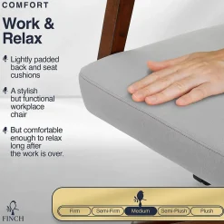 Office Chairs*Finch NEO ONE Ergonomic Velvet Fabric/Wood Swivel Executive Chair, Gray (52304-GRY)