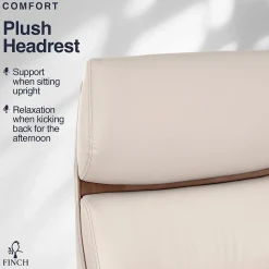 Office Chairs*Finch NEO TWO Ergonomic Vegan Leather/Wood Swivel Executive Chair, Cream (52373-CRM)