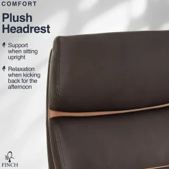 Office Chairs*Finch NEO TWO Ergonomic Vegan Leather/Wood Swivel Executive Chair, Brown (52373-BRN)