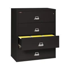 File Cabinets*FireKing Classic 4-Drawer Lateral File Cabinet, 52.75" x 44.5", Letter/Legal, Fire Resistant, (4-4422-CBL) Black
