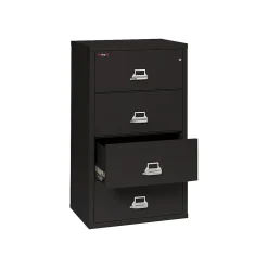 File Cabinets*FireKing Classic 4-Drawer Lateral File Cabinet, Fire Resistant, Letter/Legal, Black, 31.19"W (4-3122-CBL)